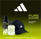 Adidas Pure Game EDT 50 ml + deospray 150 ml + baseball sapka (6/karton) Adidas Pure Game EDT 50 ml + deospray 150 ml + baseball sapka (6/karton)