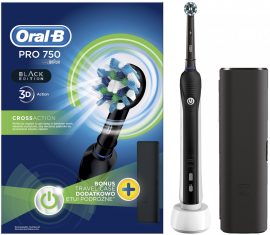 Braun Oral-B PRO 750 Black Cross Action + útitok Elektromos fogkefe (6/karton)