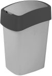 Curver Pacific Flip Trash Can 10L Black/Silver (4/carton)