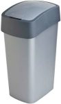 Curver Pacific Flip Trash Can 50L Black/Silver (4/carton)