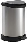 Curver  Trash Can with Pedal, Metal Effect 20 L Black/Silver