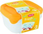   Curver Fresh&Go Food Container Set of 3 (3x0,8L) Square Orange/Transparent (6/carton)