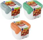   Curver F&G Food Container Set of 3 (3x0,8L) Square Various colours (grey, peach, menta) (6/carton)