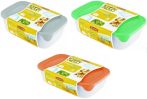   Curver F&G Food Container Set of 3 (0,5+1+2L) Square Various colours (grey, peach, menta) (6/carton)