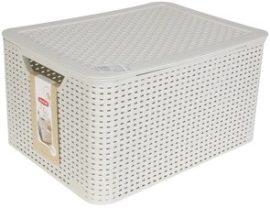Curver rattan tároló tetővel 30l bézs "My Style" (3/karton)