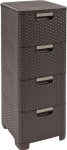   Curver Storage Unit with 3 Drawers - Dark Brown 4*14l Rattan Style