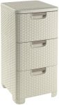   Curver Storage Unit with 3 Drawers - Cream Colour 3*14l Rattan Style