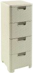   Curver Storage Unit with 3 Drawers - Cream Colour 4*14l Rattan Style