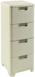 Curver Storage Unit with 3 Drawers - Cream Colour 4*14l Rattan Style