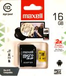 Maxell MICRO SD kártya, 16GB (adapteres) (10db/karton)