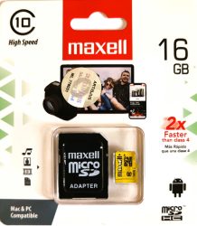 Maxell MICRO SD kártya, 16GB (adapteres) (10db/karton)