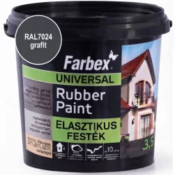 Farbex "Rubber Paint" 3,5 kg grafit (RAL7024) univerzális elasztikus festék Farbex "Rubber Paint" 3,5 kg grafit (RAL7024) univerzális elasztikus festék