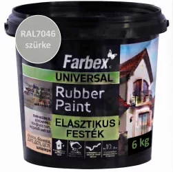 Farbex "Rubber Paint" 6 kg szürke (RAL7046) univerzális elasztikus festék Farbex "Rubber Paint" 6 kg szürke (RAL7046) univerzális elasztikus festék