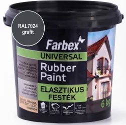 Farbex "Rubber Paint" 6 kg grafit (RAL7024) univerzális elasztikus festék Farbex "Rubber Paint" 6 kg grafit (RAL7024) univerzális elasztikus festék