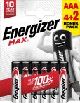 ENERGIZER MAX B6 4+2 AAA mikro E92 6 db ÚJ! (12/karton)