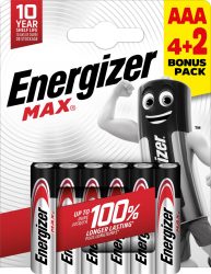 ENERGIZER MAX B6 4+2 AAAE92 6 pcs NEW! (12/carton)