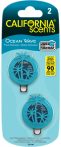   California Scents  mini diffúzer OCEAN WAVE 2 db-os autóillatosító 3 ml (4 db/doboz, 24/karton)