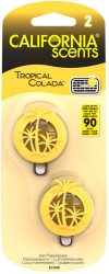 California Scents  Mini Diffuser TROPICAL COLADA 2 pcs Car Air Freshener 3 ml (4 count / pack, 24 / carton)
