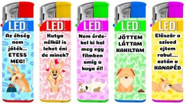 ADAMO elektronikus KUTYA mintás öngyújtó LED lámpával (50/gyűjtő, 1000/karton)