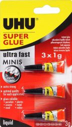 UHU Super Glue Minis pillanatragasztó 3x1gr BL (10/karton)
