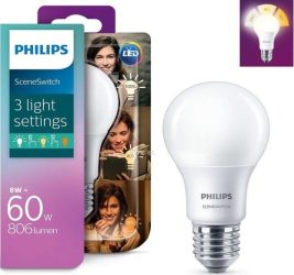 Philips LED normál 8W A60 E27 827-825-822 (60W) SceneSwitch 2700K (6/karton)