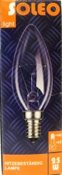 SOLEO Candle 25W E14 230V Vibration-resistant, clear (10/shrink, 100/carton) SOLEO Candle 25W E14 230V Vibration-resistant, clear (10/shrink, 100/carton)