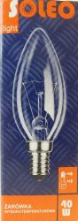 SOLEO Candle 40W E14 230V Vibration-resistant, clear (10/shrink, 100/carton)