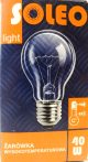   SOLEO normál 40W E27 230V rázásálló átlátszó (10/zsugor, 100/karton)