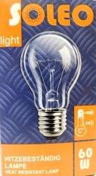 SOLEO normál 60W E27 230V rázásálló átlátszó (10/zsugor, 100/karton)